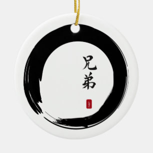 Ornamento De Cerâmica Caligrafia Enso Circle e Brother