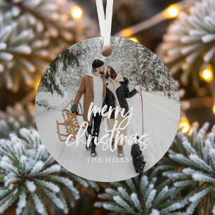 Ornamento De Cerâmica Caligrafia Feliz Foto de Natal