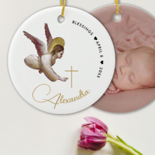 Ornamento De Cerâmica Caligrafia simples de anjo sem alma e Dourado anjo