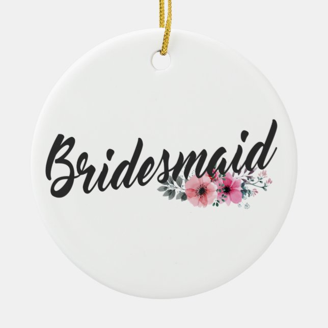 Ornamento De Cerâmica Caligrafia Simples de Casamento de Bridesmaid | Or (Frente)