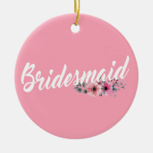 Ornamento De Cerâmica Caligrafia Simples de Casamento de Bridesmaid  Orn