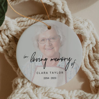 Ornamento De Cerâmica Caligrafia Whimsical Desbotou Foto Em Memória Ador