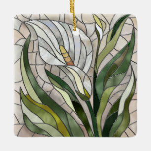 Ornamento De Cerâmica Calla Lily Mosaic Art
