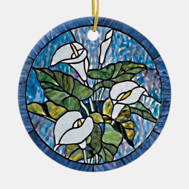 Ornamento De Cerâmica Calla Lily Stain Glass Look (Frente)