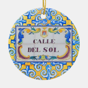 Ornamento De Cerâmica Calle Del Sol Street of the Sun Spanish Tiles