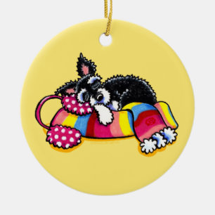 Ornamento De Cerâmica Calma, Pequeno Schnauzer