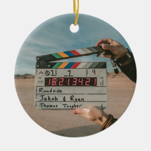 Ornamento De Cerâmica Câmera do cinema do filme do diretor de filme (Frente)