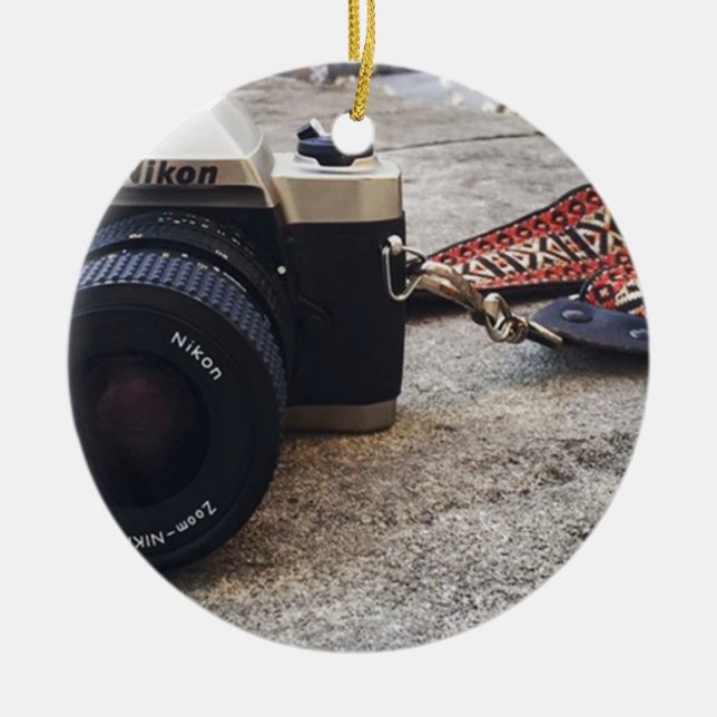 Ornamento De Cerâmica Câmera do filme de Nikon (Frente)