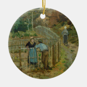 Ornamento De Cerâmica Camille Pissarro a cerca, 1872 (óleo em canvas)
