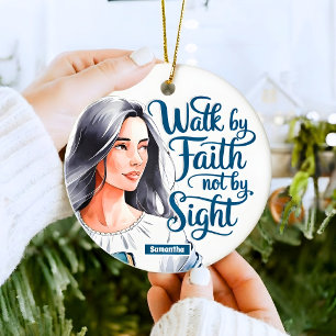 Ornamento De Cerâmica Caminhada Personalizada Pela Fé Mulheres Cristãs