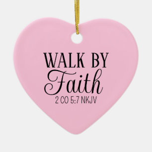 Ornamento De Cerâmica Caminhada por Faith Christian Living Soft Pink Sim