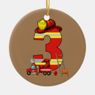 Ornamento De Cerâmica Caminhão de Bombeiros Menino de 5 anos de idade 5º