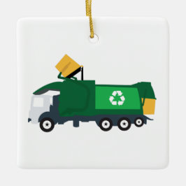 Ornamento De Cerâmica Caminhão de lixo reciclagem