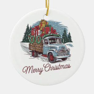 Ornamento De Cerâmica Caminhão de Natal vintage