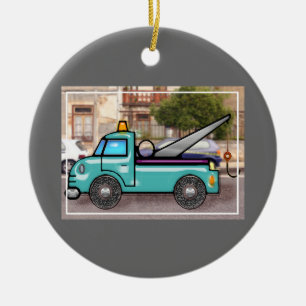 Ornamento De Cerâmica Caminhão de reboque azul resistente na rua