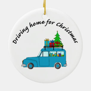 Ornamento De Cerâmica Caminhão "Dirigindo para o Natal" com presentes