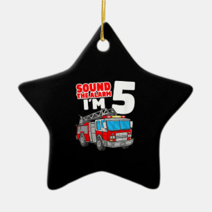 Ornamento De Cerâmica Caminhão-Fogo de 5 anos 5 de Bombeiros