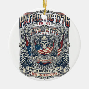 Ornamento De Cerâmica Caminhão Monstro Patriótico 1776 Off Road Skull Ca