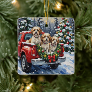 Ornamento De Cerâmica Caminhão Vermelho de Natal Malti-Tzu Férias