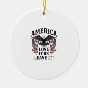 Ornamento De Cerâmica Camisa Águia Patriótica América Ame-a Ou Deixe-a_