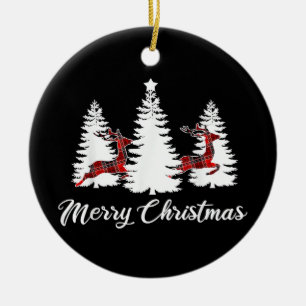 Ornamento De Cerâmica Camisa Alegre Natal para Mulheres Plaid Búfalo Rei