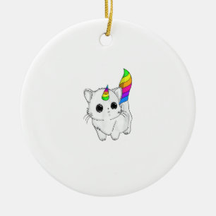 Ornamento De Cerâmica Camisa Caticorn Unicórnio Gato Arco-Íris Meninas