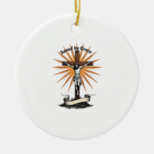 Ornamento De Cerâmica Camisa Cristã Jesus Cruz Fé Gravação Vintage