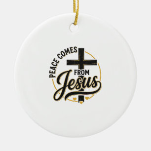 Ornamento De Cerâmica Camisa Cruz Cristã Jesus É a Paz