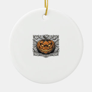 Ornamento De Cerâmica Camisa de Abóbora de Halloween com Desenho de Grav