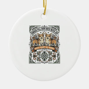 Ornamento De Cerâmica Camisa de Amante de Corgi Gravação Vintage Desenho