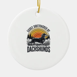 Ornamento De Cerâmica Camisa de Amante de Dachshund Facilmente Desviado