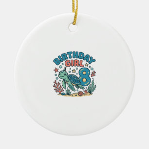 Ornamento De Cerâmica Camisa de Aniversário de Tartaruga Marinha 8º Aniv