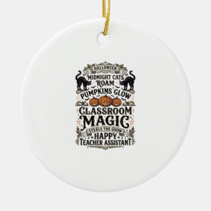 Ornamento De Cerâmica Camisa de Assistente de Professor de Halloween com