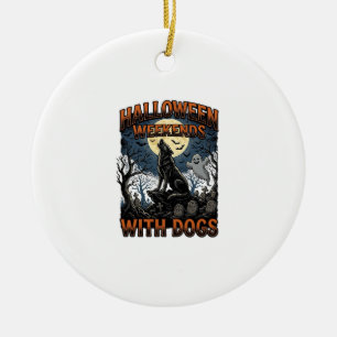 Ornamento De Cerâmica Camisa de Cachorro de Halloween Vintage Cemitério