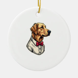 Ornamento De Cerâmica Camisa de cachorro patriótica vintage Retriever do