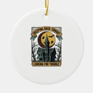 Ornamento De Cerâmica Camisa de Casa Assombrada com Mansão Assustadora M