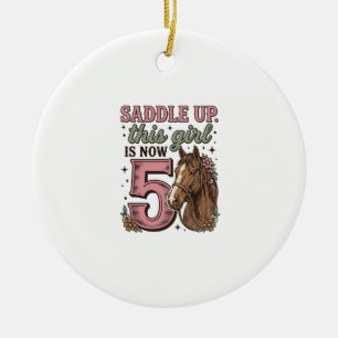 Ornamento De Cerâmica Camisa de Cowgirl Cavalgando Menina 5º Aniversário