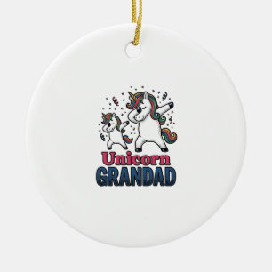 Ornamento De Cerâmica Camisa de desenho de gravura vintage do avô unicór