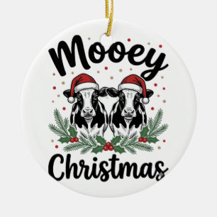 Ornamento De Cerâmica Camisa de Desenho de Natal Bovino Vintage Mooey