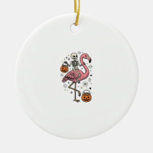 Ornamento De Cerâmica Camisa de Doce de Halloween de Flamingo Montado em