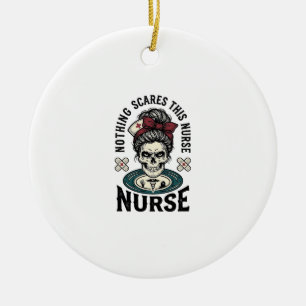 Ornamento De Cerâmica Camisa de Enfermeira de Halloween Crânio Vintage G