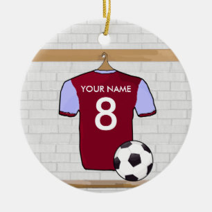 Ornamento De Cerâmica Camisa de Futebol Personalizável (claret)