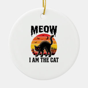 Ornamento De Cerâmica Camisa de Gato do Halloween Miado Design de Gato P
