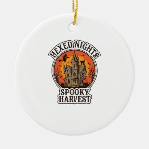 Ornamento De Cerâmica Camisa de Halloween de Casa Assombrada Gravura Vin
