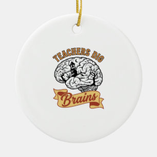 Ornamento De Cerâmica Camisa de Halloween para Professor Punho de Cérebr