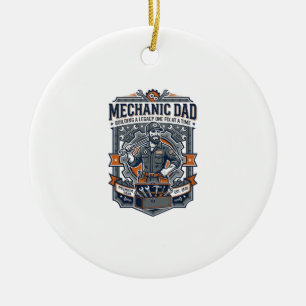 Ornamento De Cerâmica Camisa de Mecânico do Dia do Pai Funny Working Dad