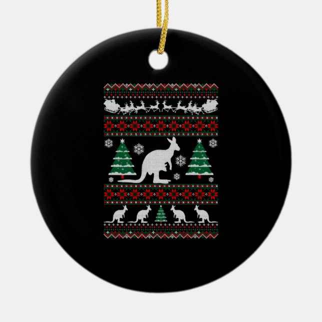Ornamento De Cerâmica Camisa De Natal Feia De Kangaroo (Frente)