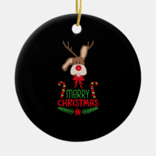 Ornamento De Cerâmica Camisa De Natal Feliz, Rudolph-Christmas