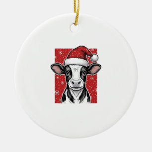 Ornamento De Cerâmica Camisa de Natal Vintage Vaca Chapéu de Papai Noel