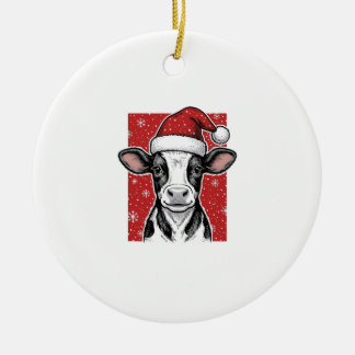 Ornamento De Cerâmica Camisa de Natal Vintage Vaca Chapéu de Papai Noel 